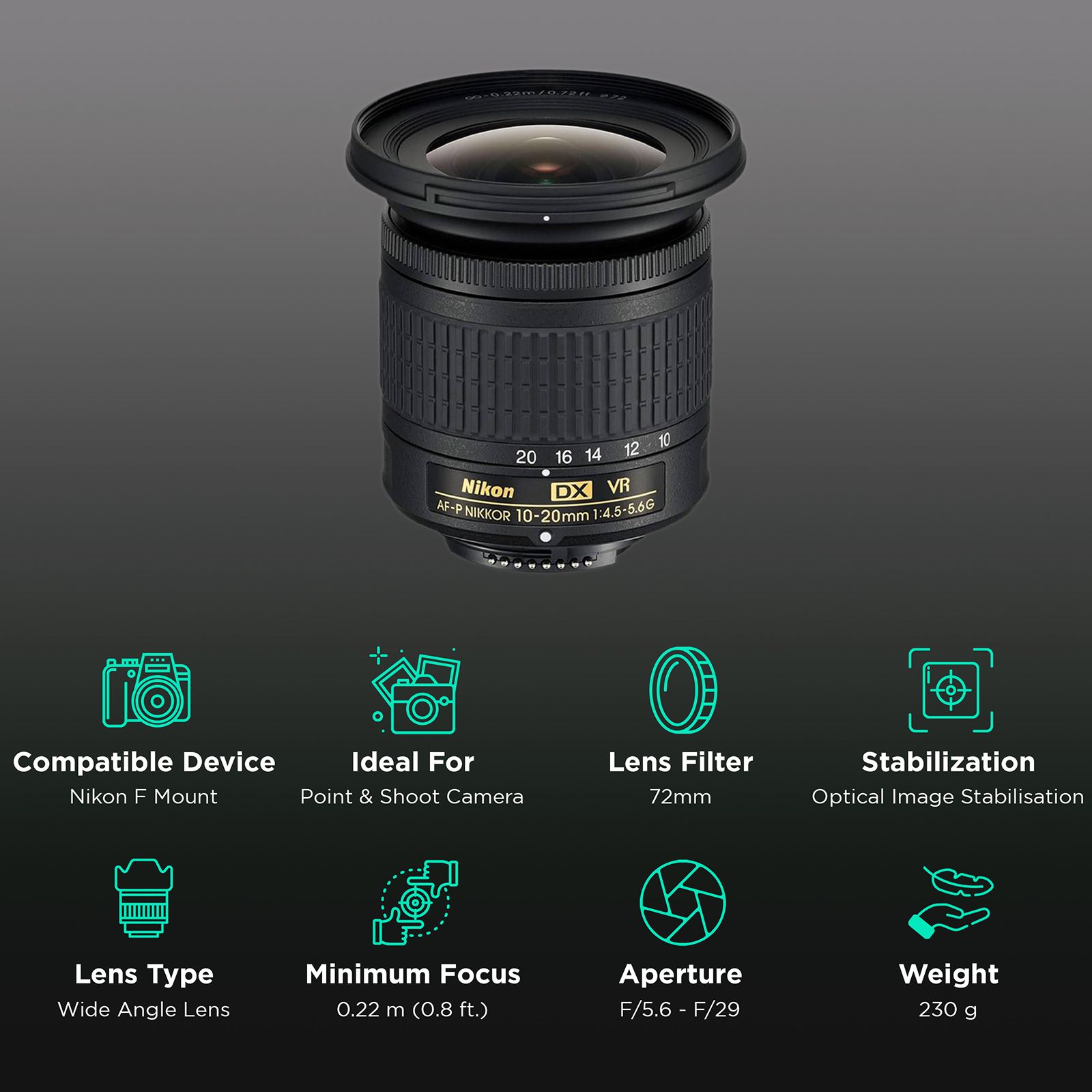 【即購入OK】AF-P DX NIKKOR 10-20mm f/4.5-5.6G ニコン AF-P DX NIKKOR 10-20mm f/4.5-5.6G VR 交換レンズ - 最安値